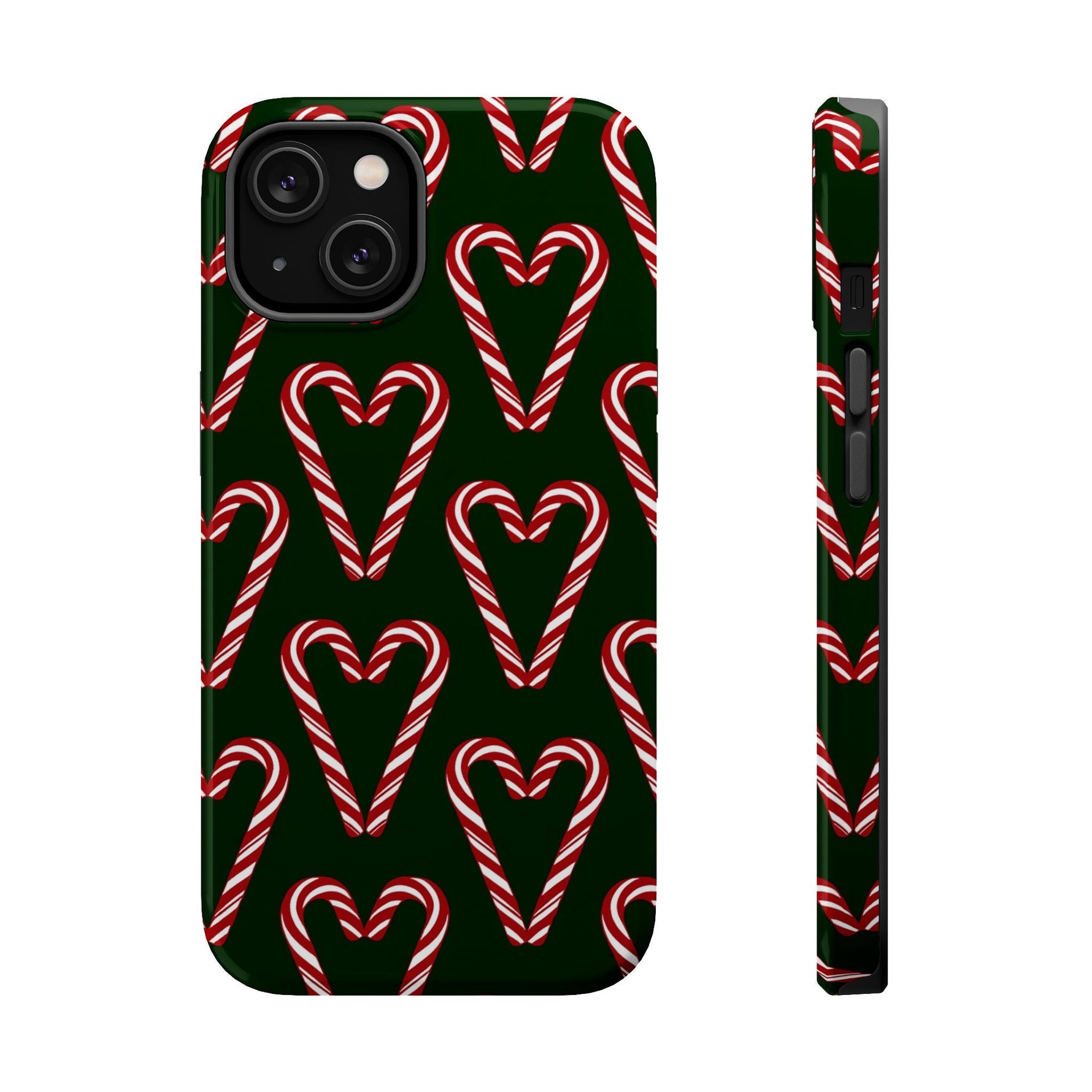 Candy Cane Heart MagSafe Impact-Resistant iPhone Case  Shamo's iPhone 14 / Glossy
