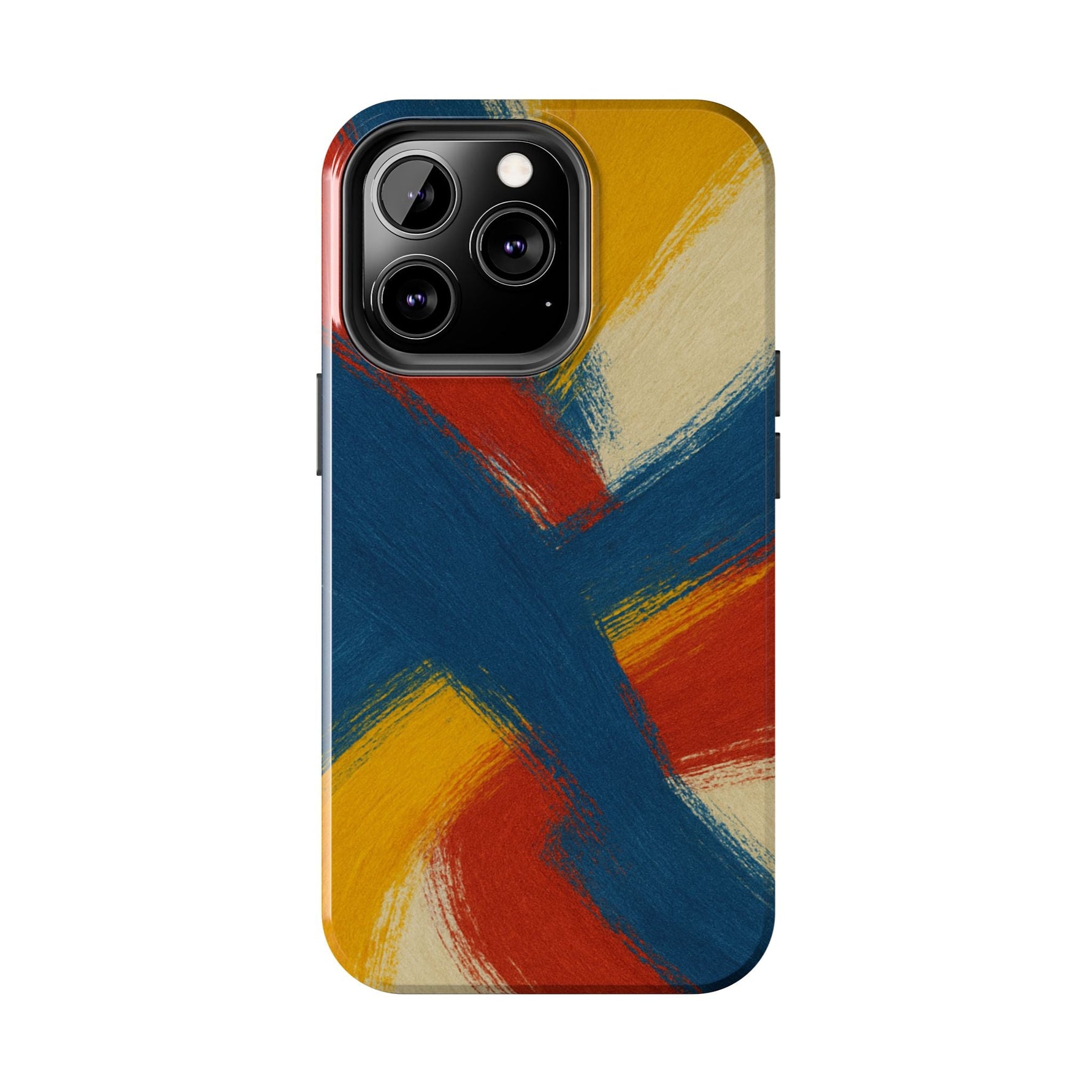Abstract Brushstroke Tough Phone Case — Colorful Red, Blue & Yellow Protective Cover  Shamo's