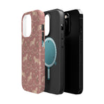 Rose Ponies MagSafe Phone Case, glossy square triple-camera Pro model, exploded shell and liner with magnetic ring