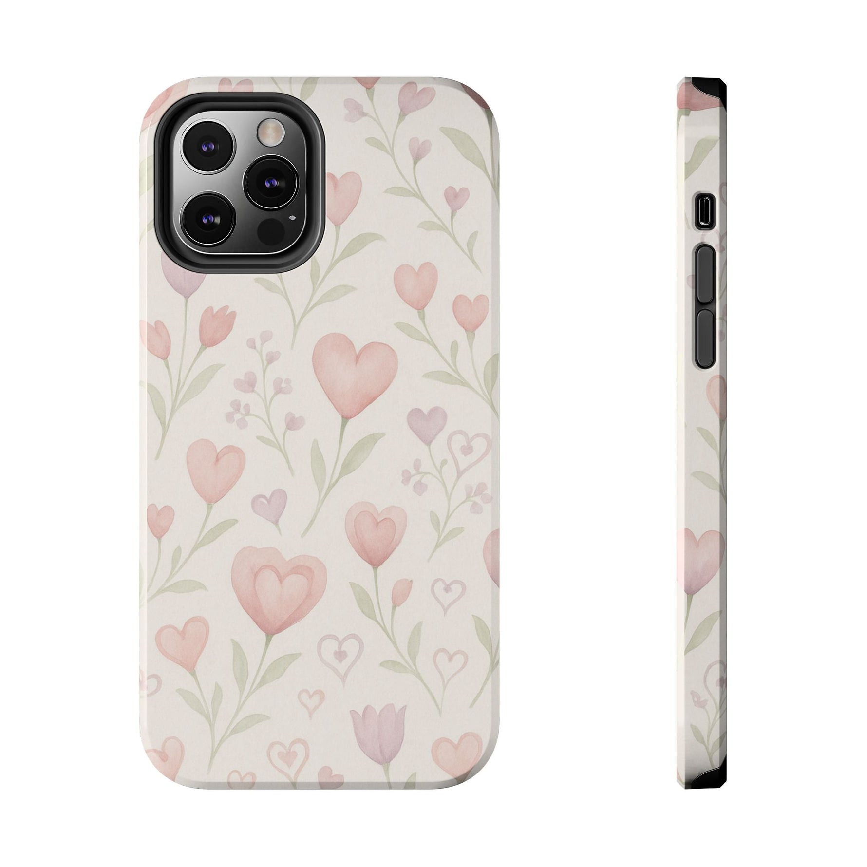Pink Watercolor Heart Floral Pattern | Tough Impact Phone Case  Shamo's iPhone 12 Pro