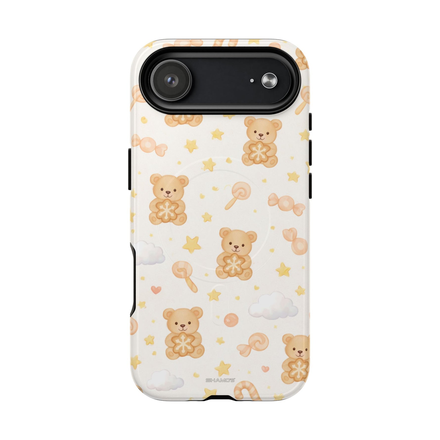 Beige Teddy Bear on Clouds iPhone Case with MagSafe