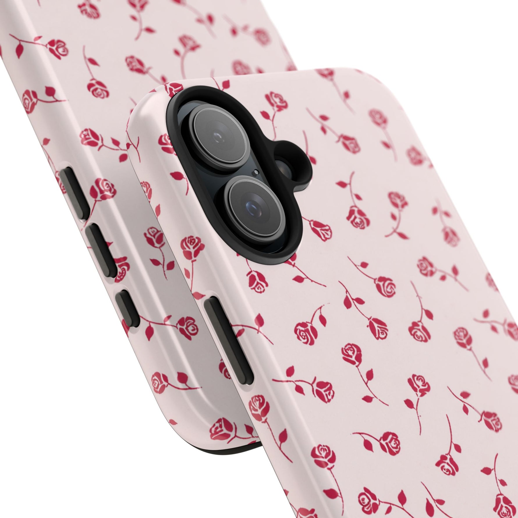 Pink Rose Pattern Tough Phone Case — Impact-Resistant Protective Cover