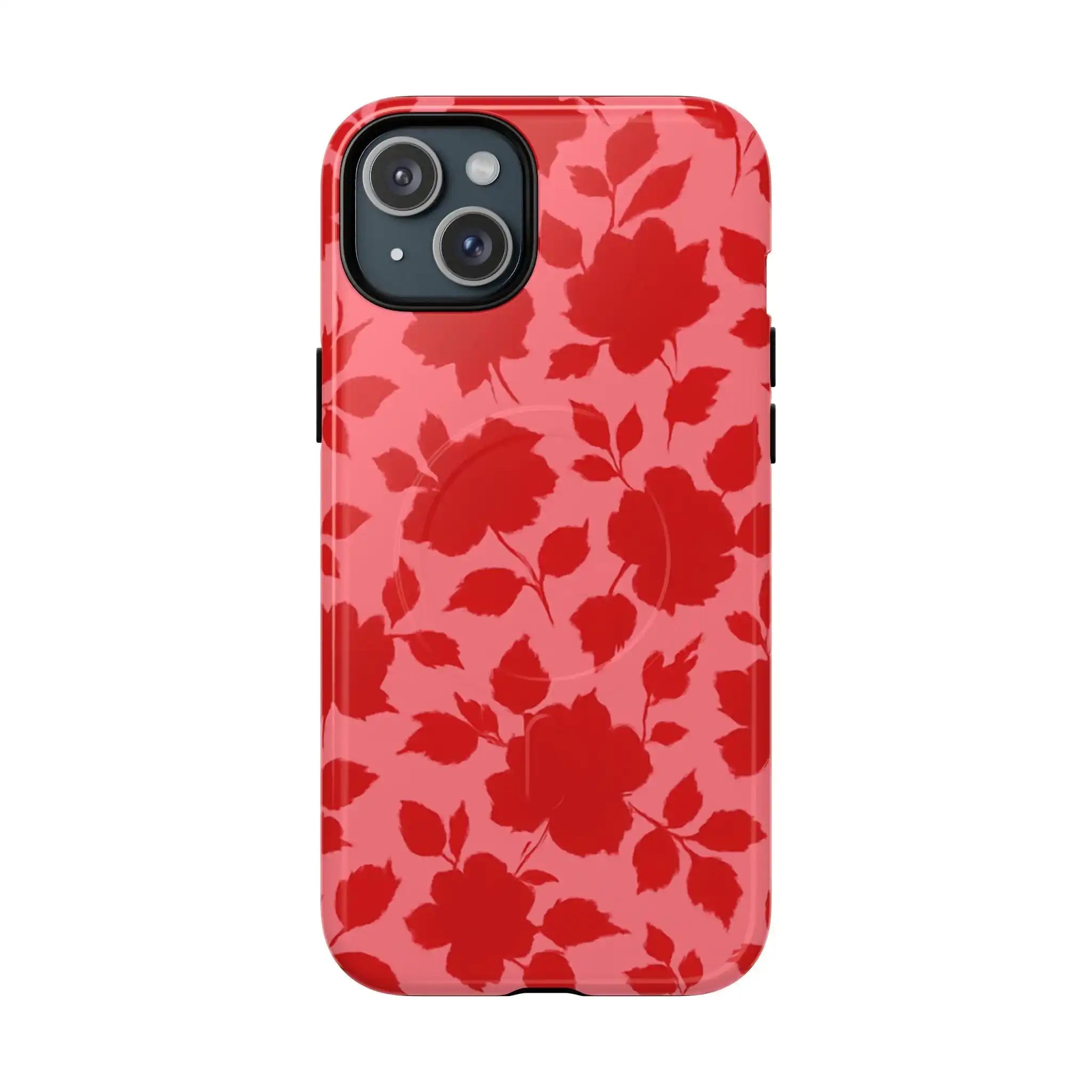 Red Floral Love iPhone Case (MagSafe compatible)  Shamo's iPhone 15 Plus / Glossy