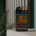 Cozy Knit Leopard Pattern Sweater Holiday Theme iPhone Case with MagSafe compatibility  Shamo's