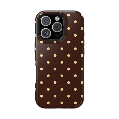 Polka Dot iPhone Case — Brown & Cream Protective Cover with MagSafe compatibility
