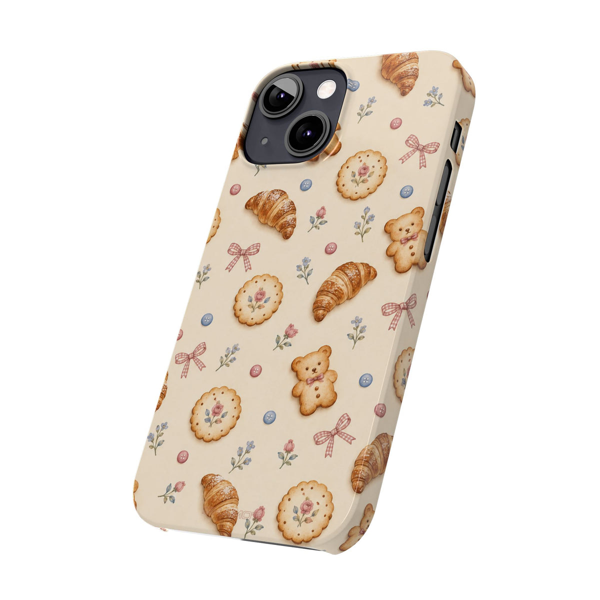 Slanke iPhone-hoes — knus bak- en teddybeerpatroon (recept, hert, knopen)