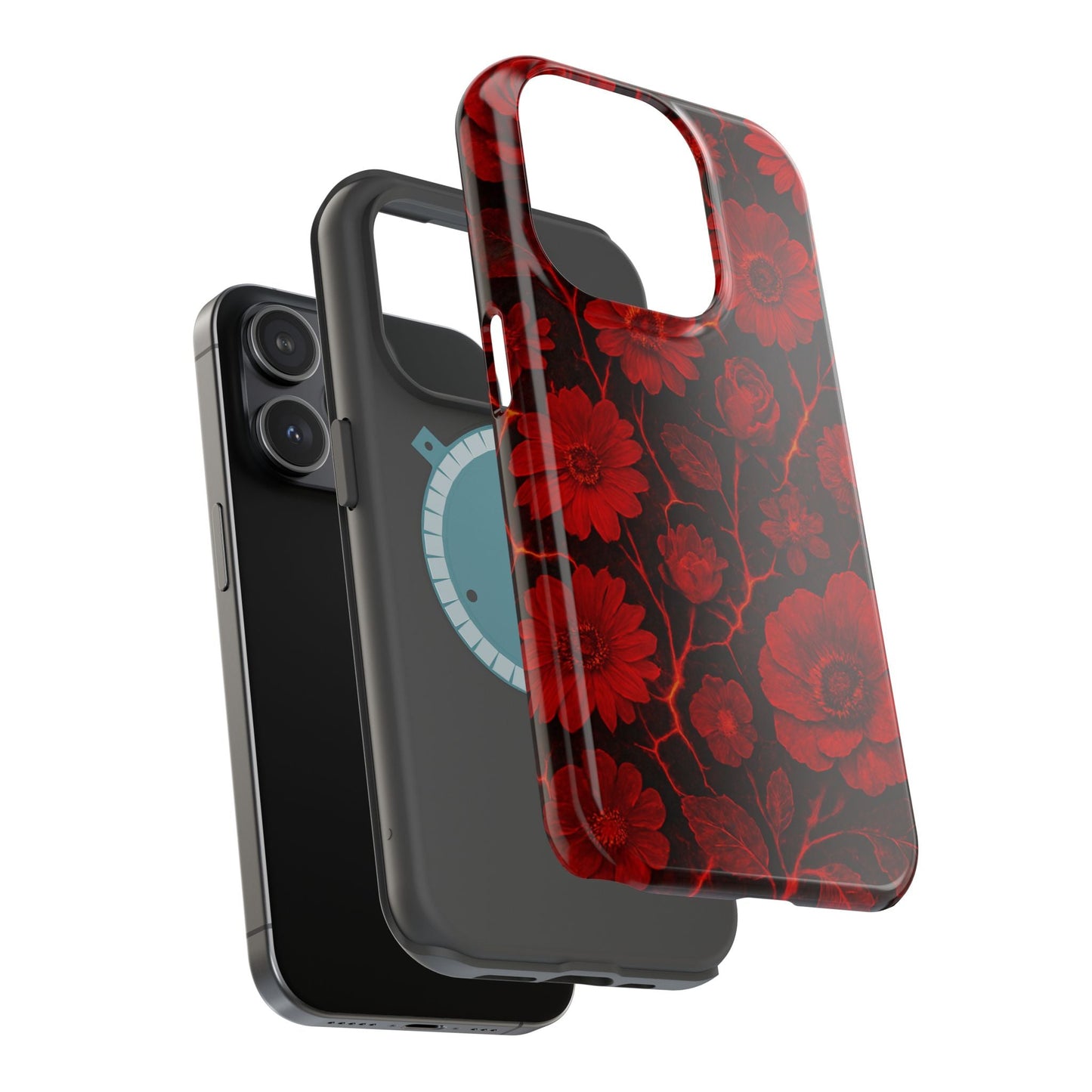 Melted Lava Dark Red Floral iPhone Case — MagSafe Compatible  Shamo's