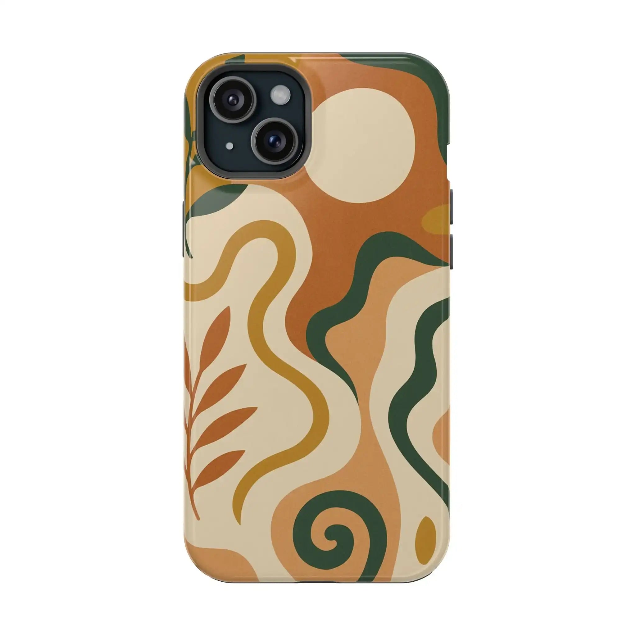 Abstract Earth-Tone Impact iPhone Case — MagSafe  Shamo's iPhone 15 Plus / Glossy