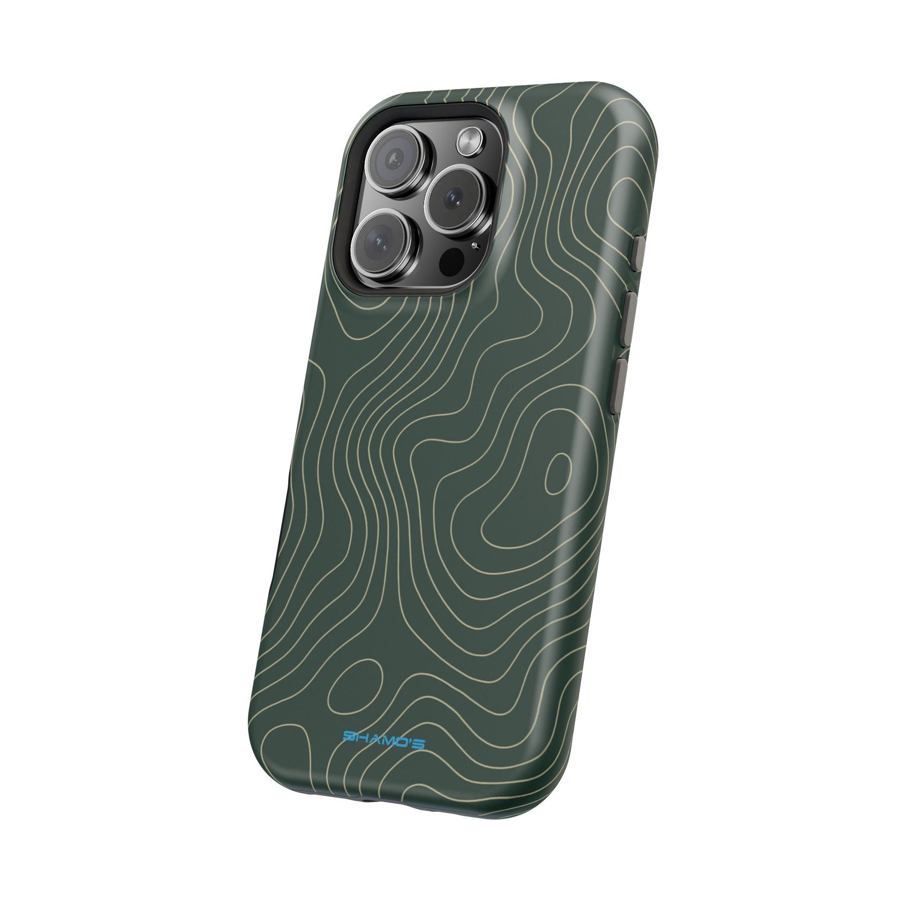 Topographic Green Magnetic Impact-Resistant iPhone Case | MagSafe compatible  Shamo's