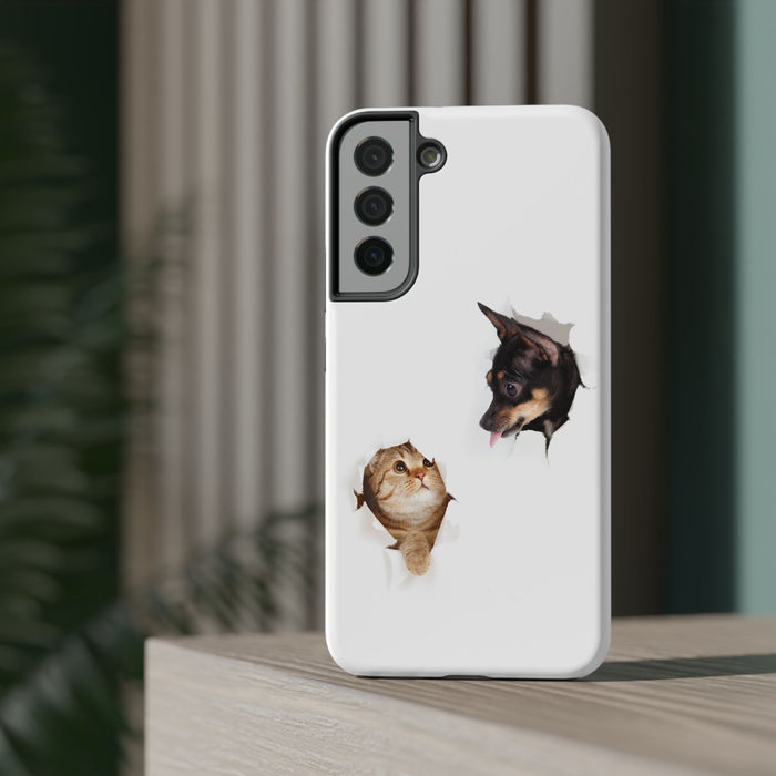 Impact-Resistant Cases with a cat and a dog