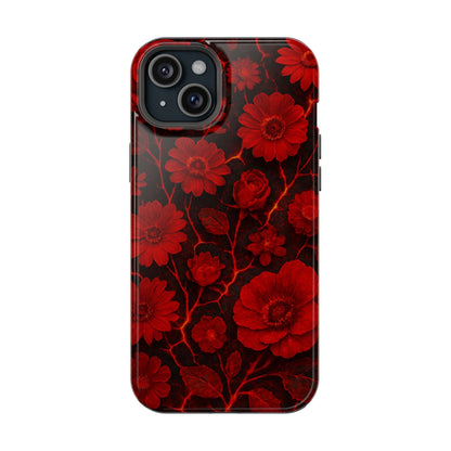 Melted Lava Dark Red Floral iPhone Case — MagSafe Compatible  Shamo's iPhone 15 Plus / Glossy