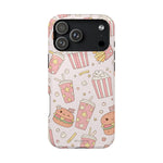 Kawaii Snack Pattern Magnetic Phone Case, Cute Popcorn, Burger & Soda Design with MagSafe Compatibility