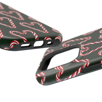 Candy Cane Heart MagSafe Impact-Resistant iPhone Case