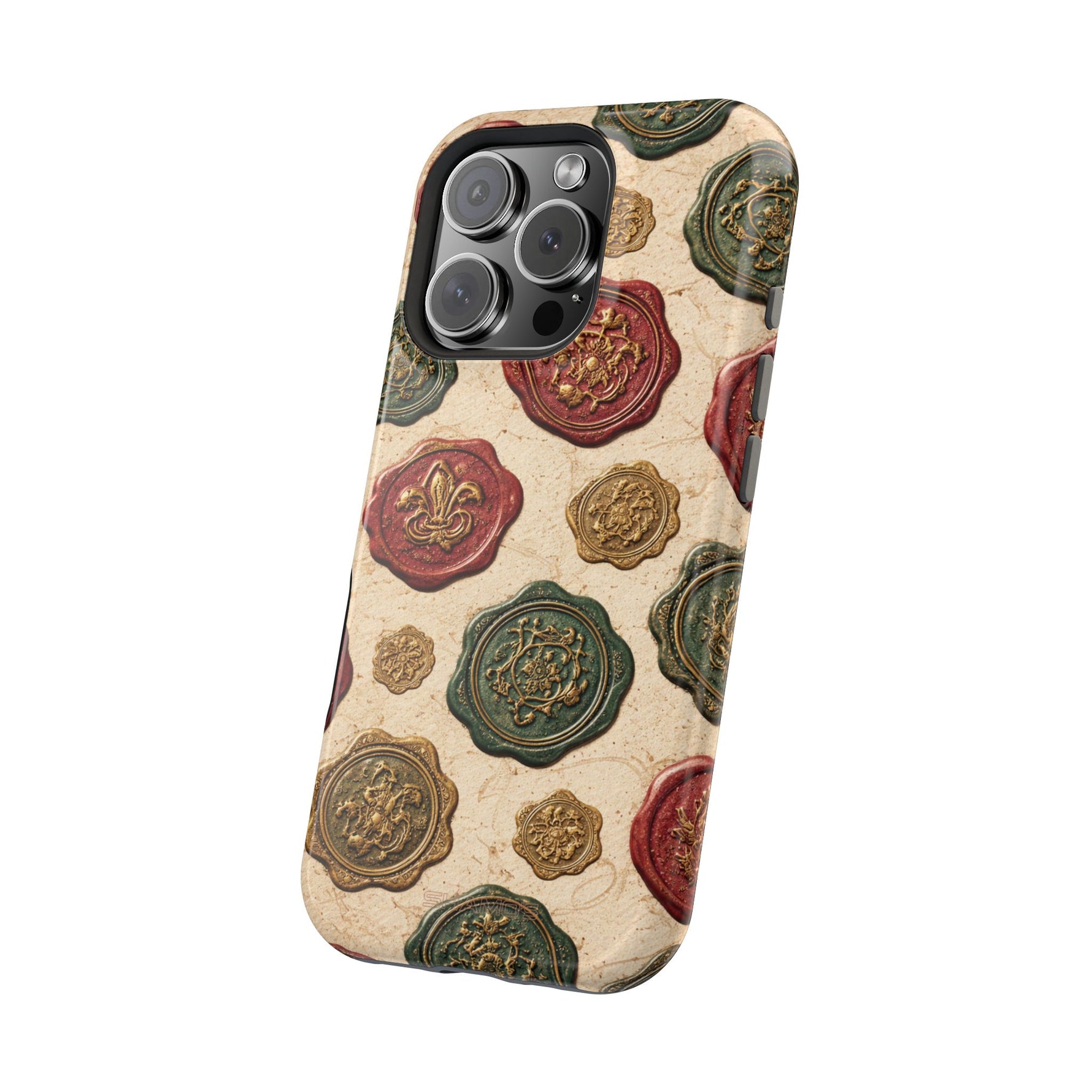 Vintage Wax Seal Pattern Magnetic Impact-Resistant Phone Case with MagSafe Compatibility