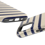 Navy & Cream Ribbed Holiday Sweater Design iPhone Case with MagSafe compatibility