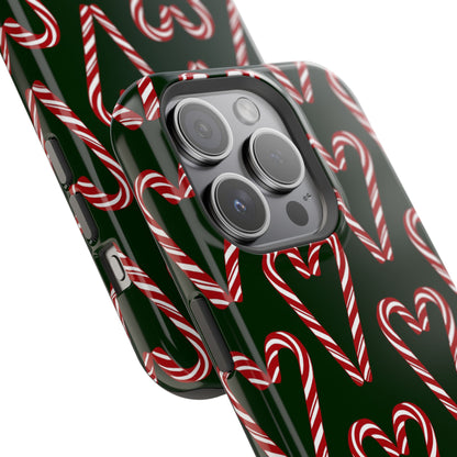 Candy Cane Heart MagSafe Impact-Resistant iPhone Case
