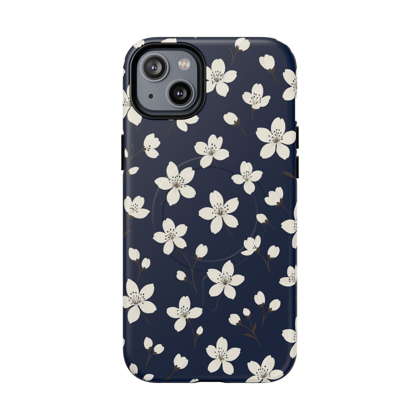 Navy Blossom Floral iPhone Case | MagSafe  Shamo's iPhone 14 Plus / Matte