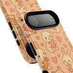 Cozy Critter Friends iPhone Case — Cute Bunny & Kitten Heart Pattern with MagSafe  Shamo's