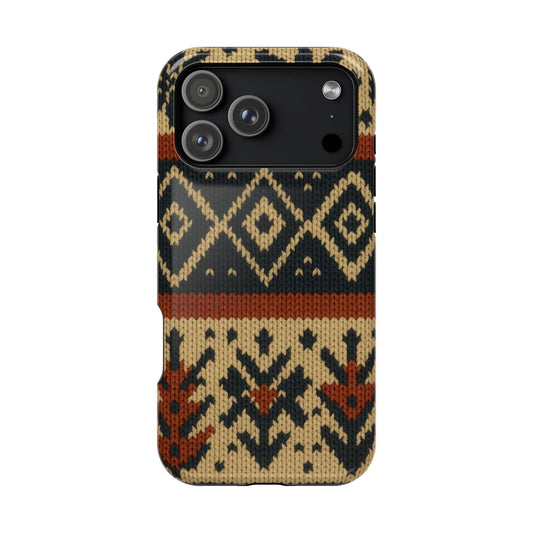 Nordic Knit Pattern MagSafe Impact-Resistant iPhone Case