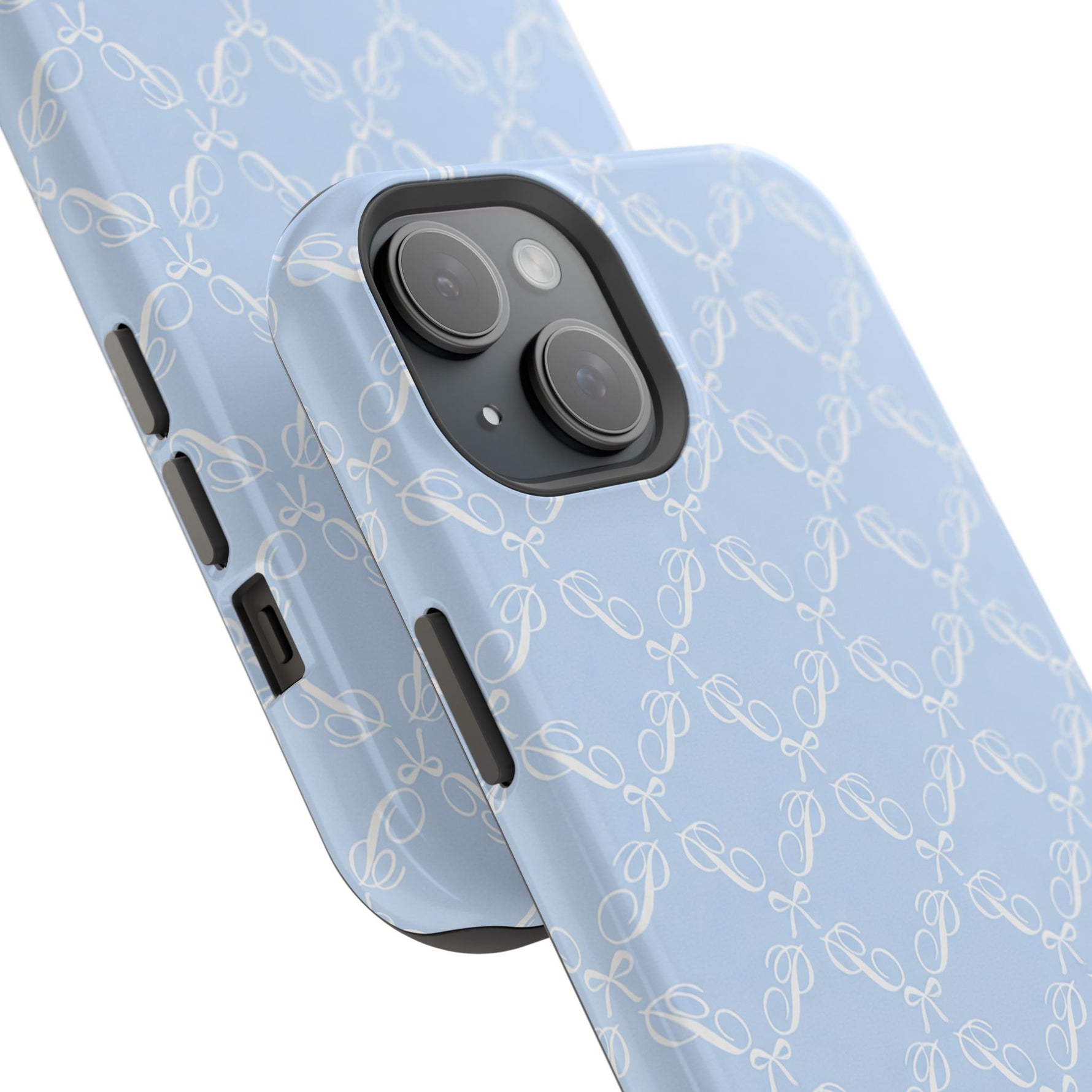 Light Blue Bow-Pattern Impact iPhone Case | MagSafe - iPhone 17 / Glossy - Shamo's