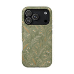 Golden Meadow – Sage Green Wildflower MagSafe Phone Case, glossy iPhone 18 Pro, rear view