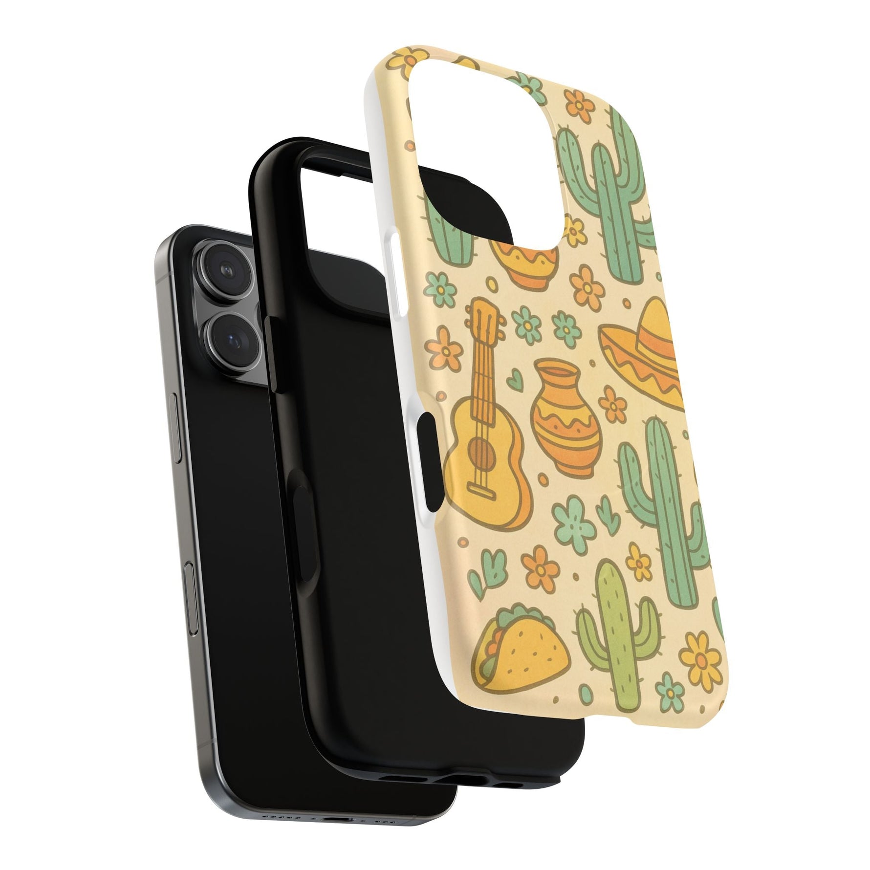 Mexico Hand-Drawn Cactus Pattern iPhone Case – Cute Desert Guitar & Sombrero Design | with MagSafe  Shamo's