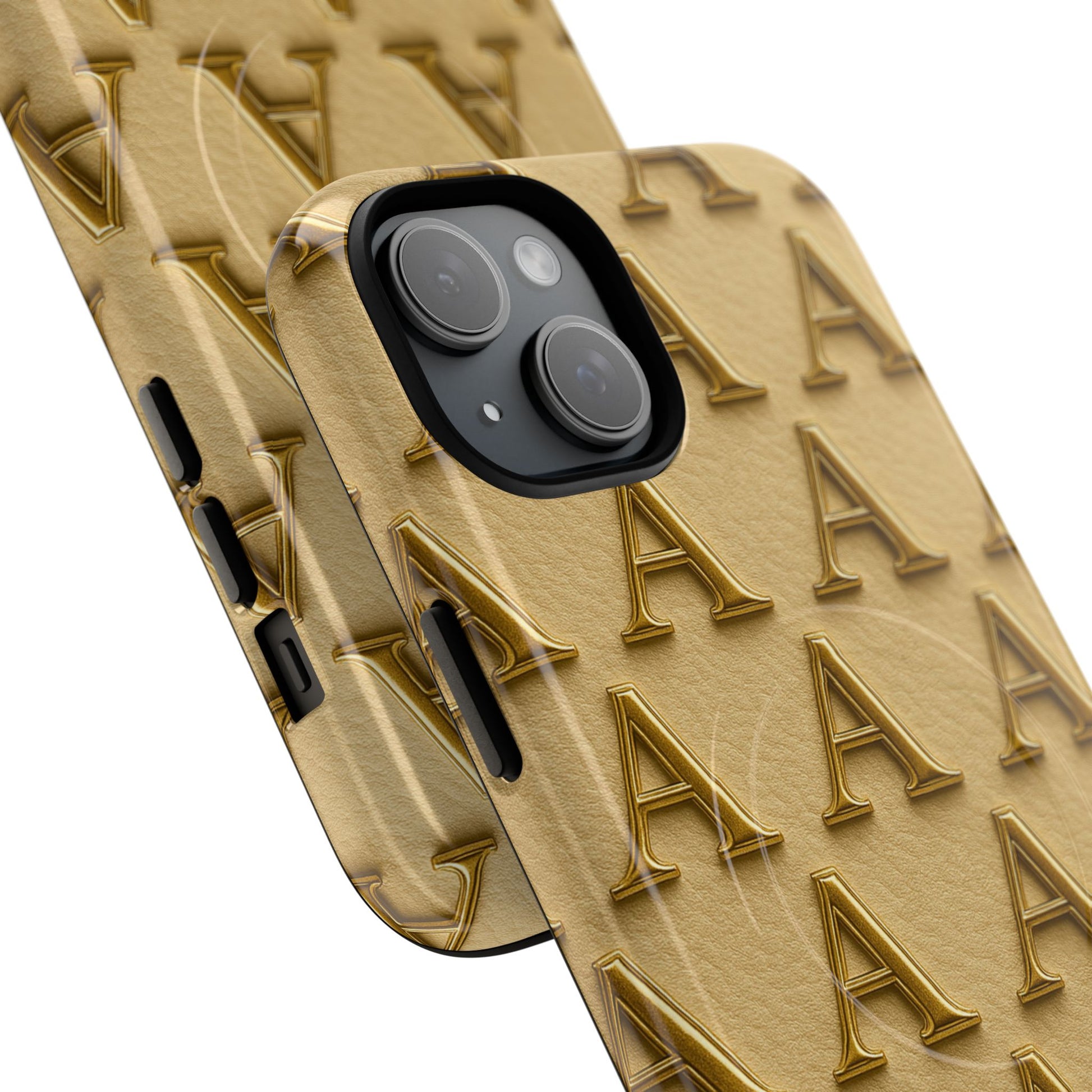 Gold Monogram 'A' iPhone Case with MagSafe - Shamo's