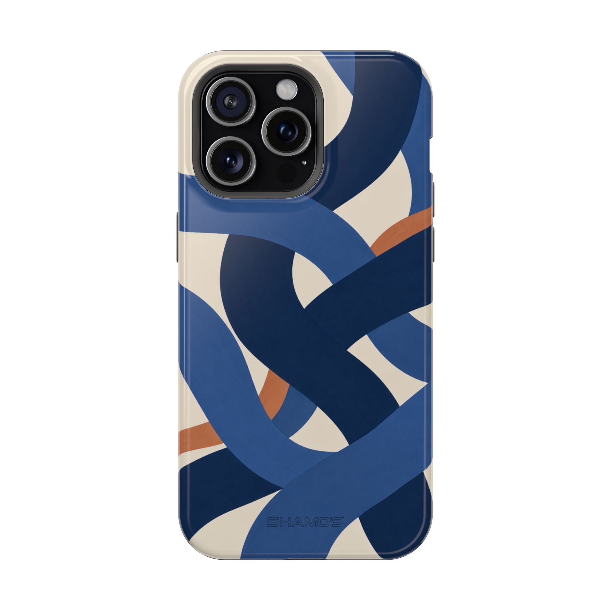 Indigo Loom MagSafe Phone Case – Blue & Ivory Abstract Woven Pattern