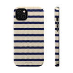 Navy & Cream Ribbed Holiday Sweater Design iPhone Case with MagSafe compatibility
