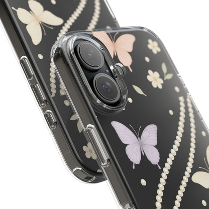 Butterfly Pearl Impact-Resistant Clear iPhone Case