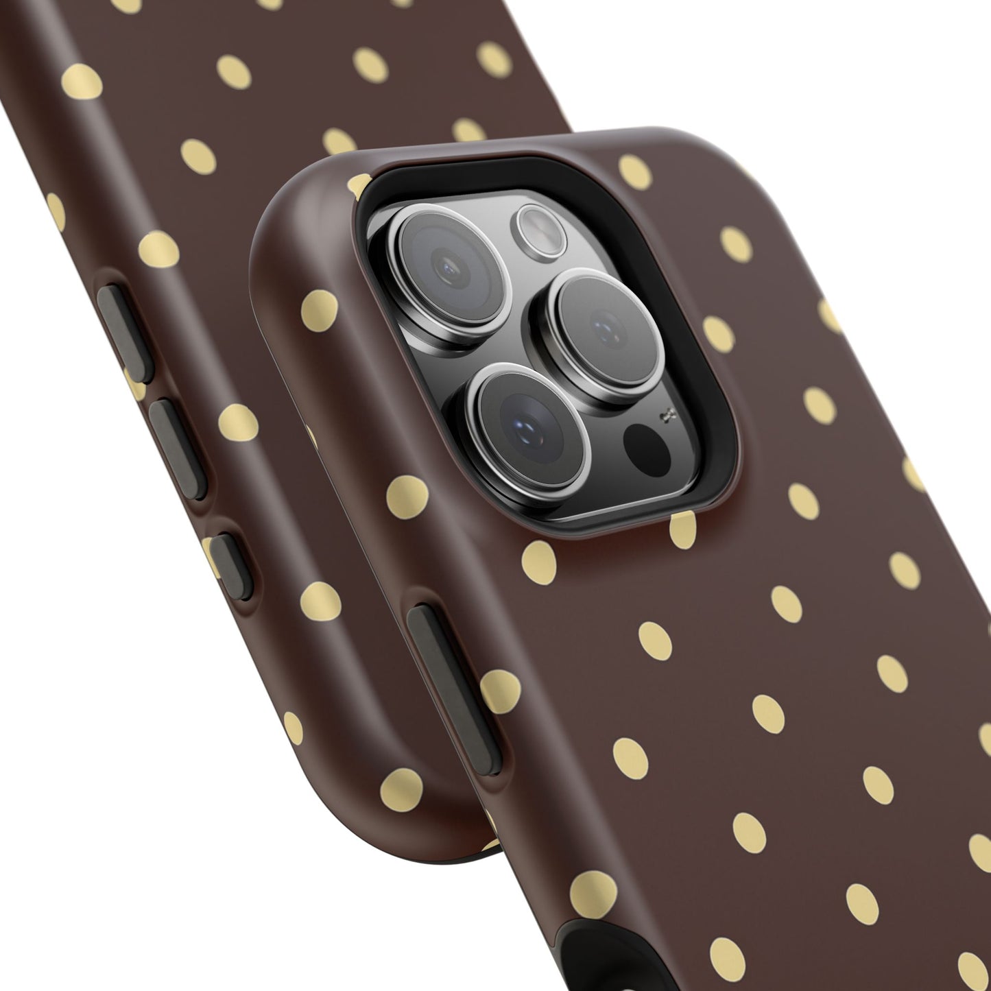 Polka Dot iPhone Case — Brown & Cream Protective Cover with MagSafe compatibility