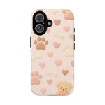 Pet Paw Pattern Phone Case — Pink Puppy Hearts & Bones with MagSafe - Shamo's
