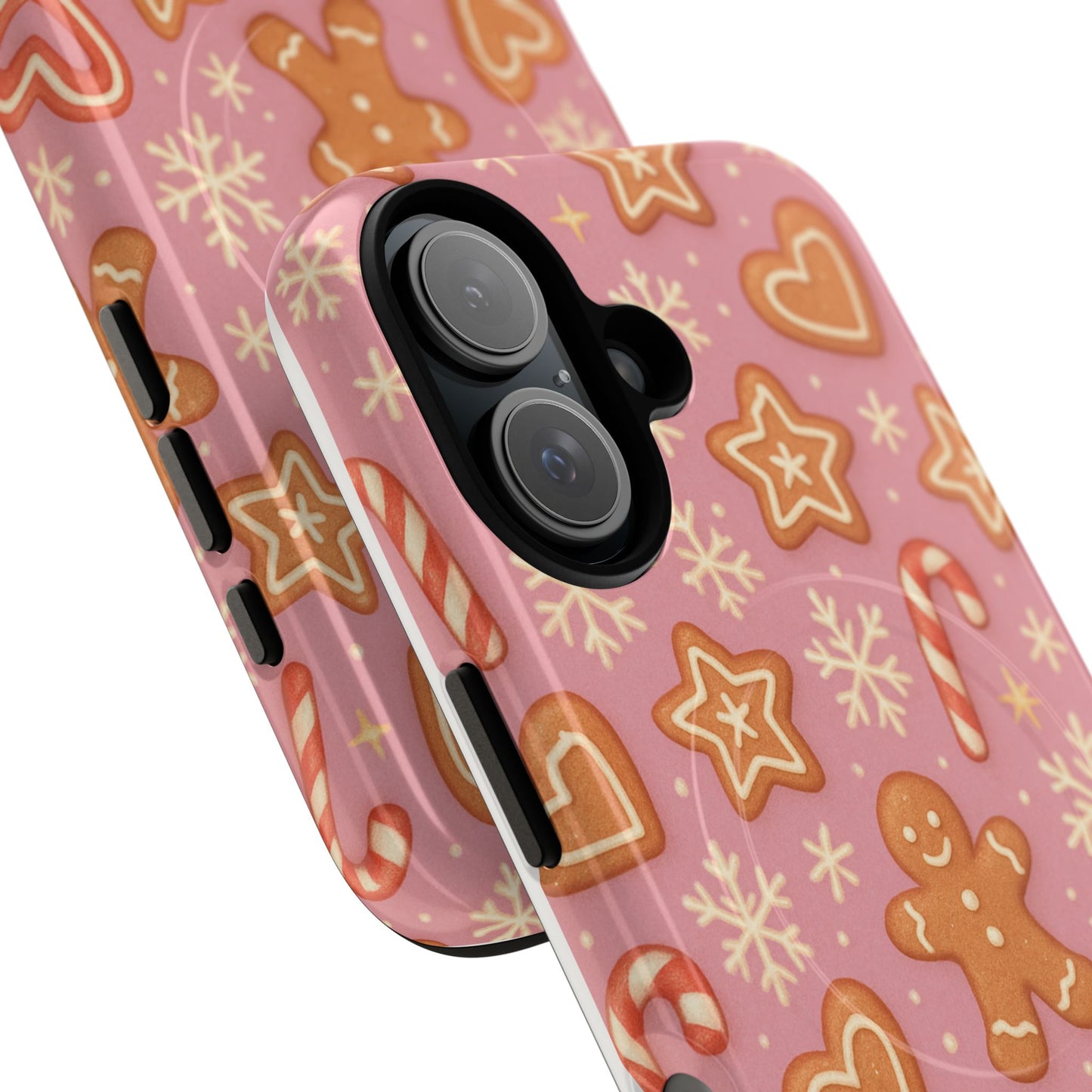 Pink Gingerbread Holiday iPhone Case with MagSafe compatibility