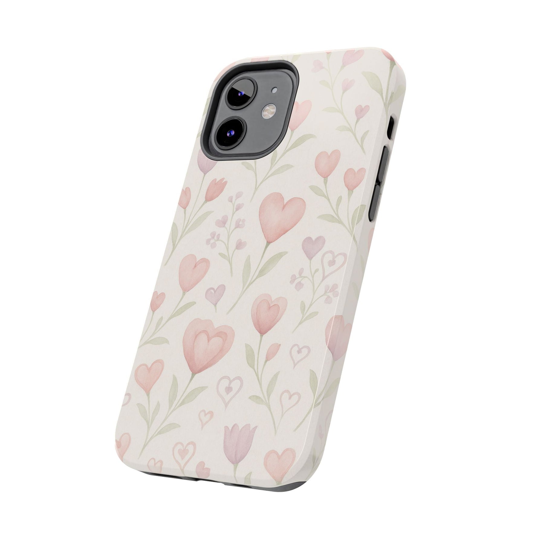 Pink Watercolor Heart Floral Pattern | Tough Impact Phone Case  Shamo's