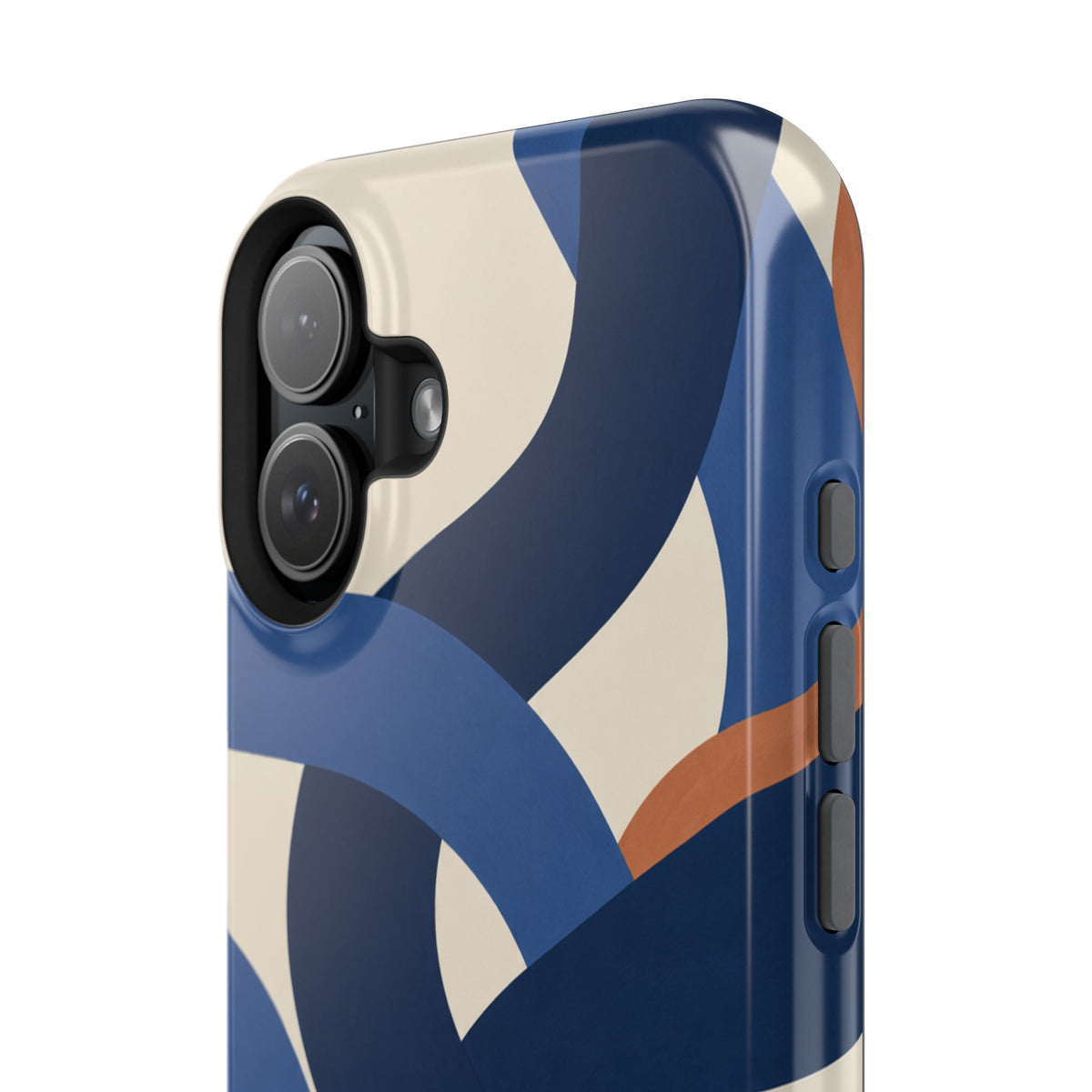 Indigo Loom MagSafe Phone Case – Blue & Ivory Abstract Woven Pattern