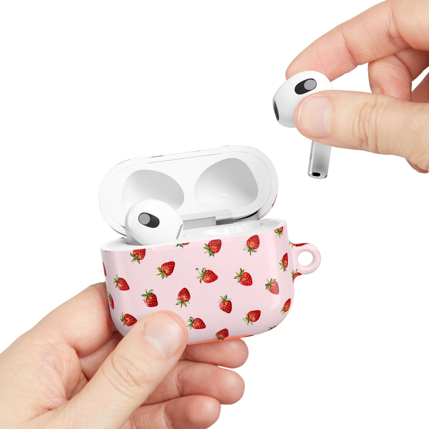 Strawberry Pattern AirPod Case | Cute Pink Protective Cover