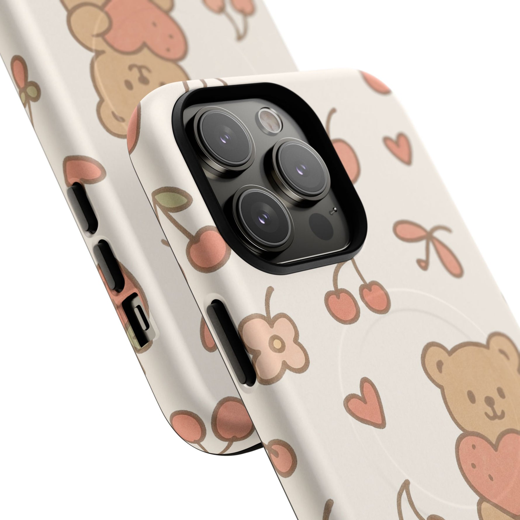 Teddy Berry Cozy Strawberry Pattern iPhone Case with MagSafe