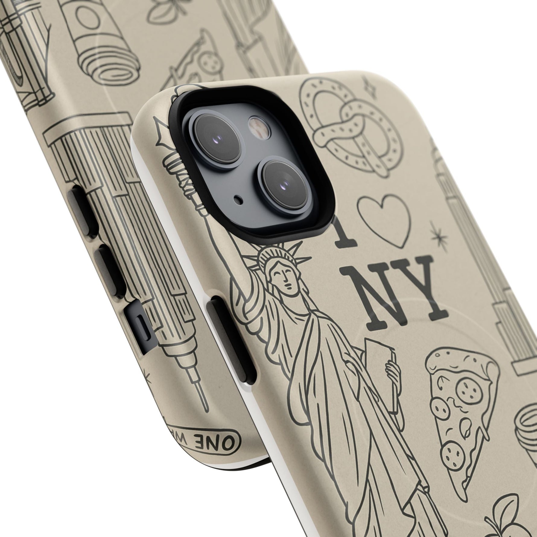 NY City Icons Tough iPhone Case — Statue of Liberty, Pizza & Taxi Pattern | Compatible with MagSafe  Shamo's