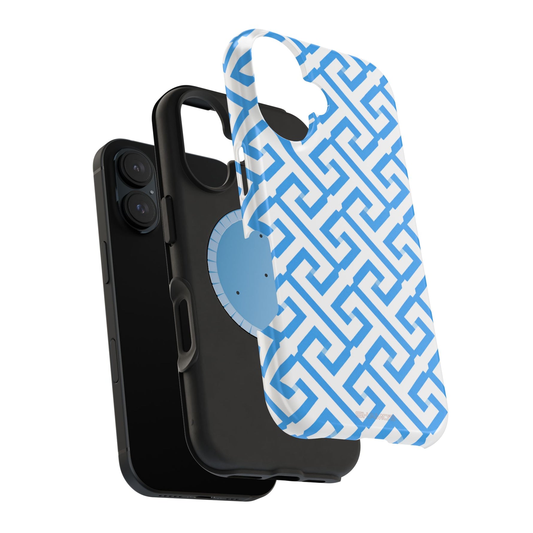 Preppy Blue Geometric MagSafe Compatible Impact Phone Case