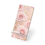 Floral Rose Phone Stand, Pink Gold Smartphone Display Holder