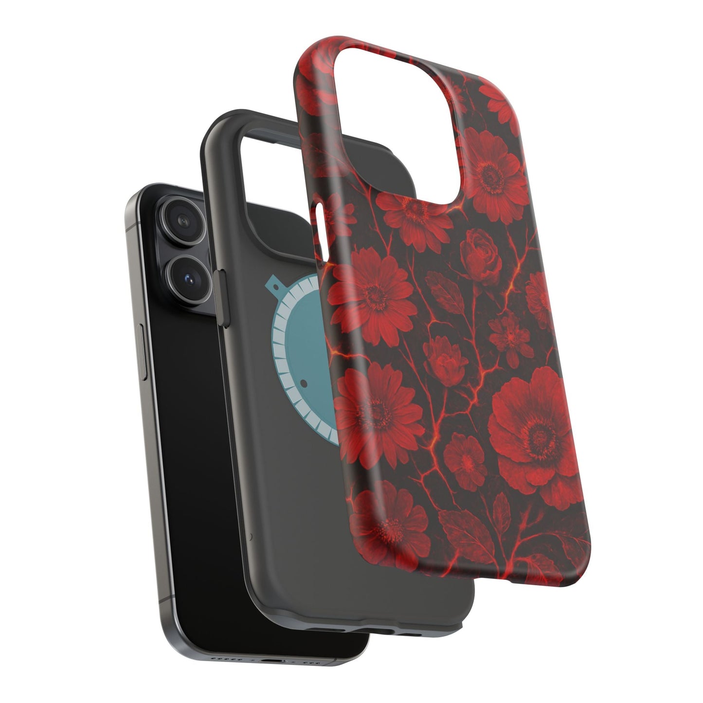 Melted Lava Dark Red Floral iPhone Case — MagSafe Compatible  Shamo's