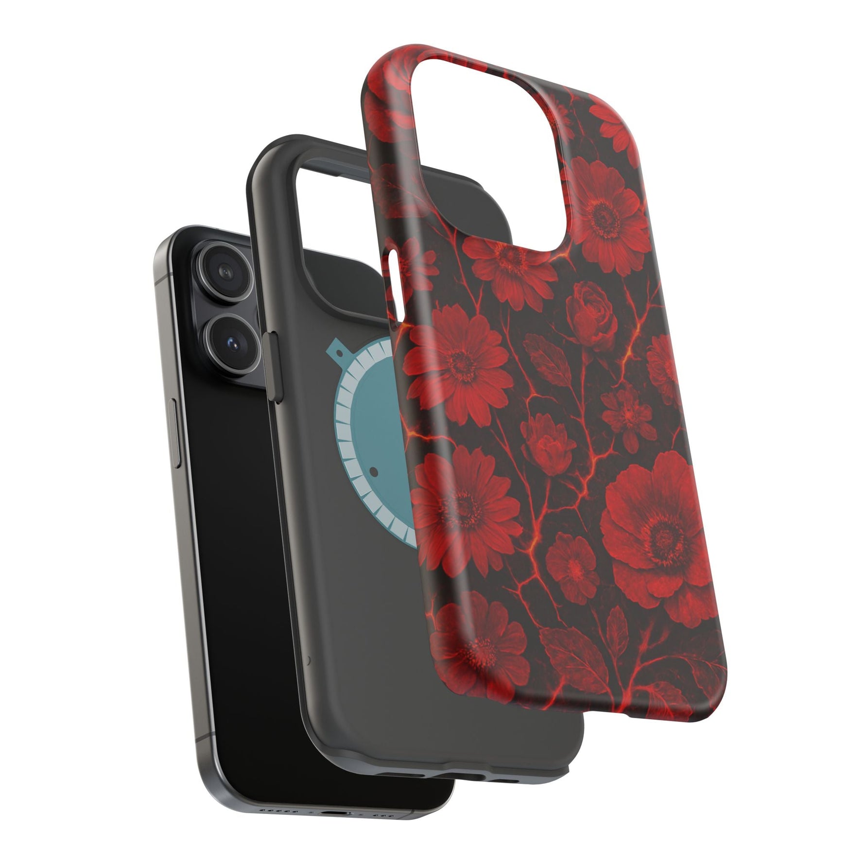 Melted Lava Dark Red Floral iPhone Case — MagSafe Compatible  Shamo's