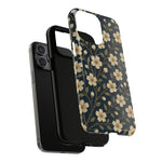 Navy Cherry Blossom Floral iPhone Case - Compatible with MagSafe - Shamo's