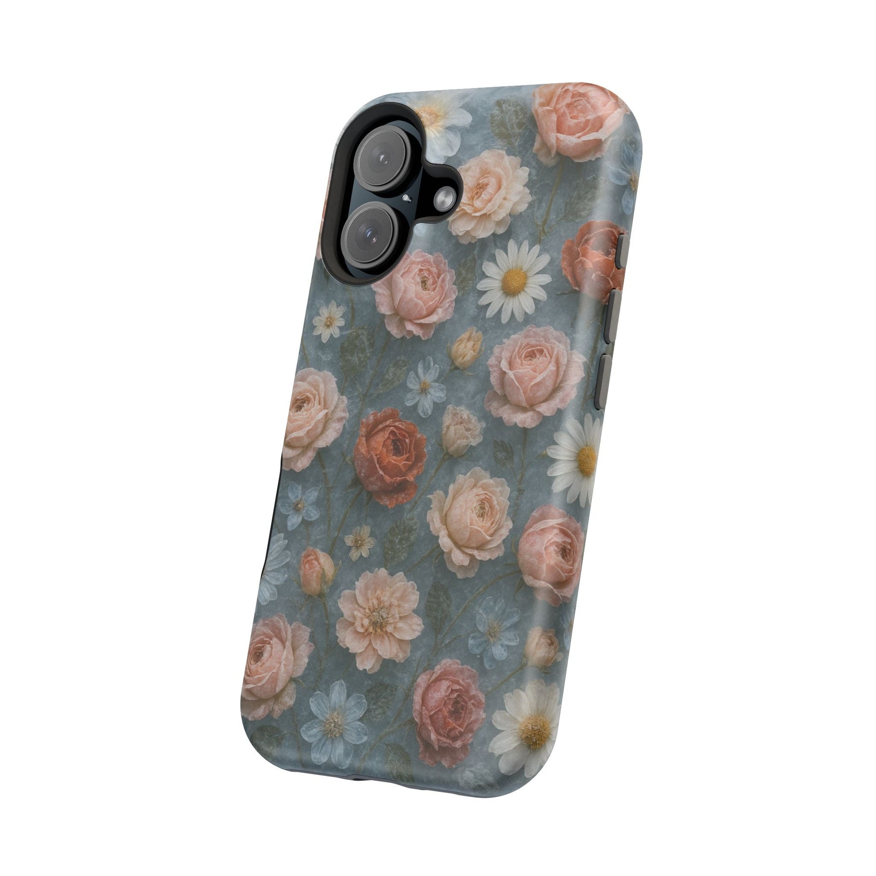 Frozen Floral Vintage Roses & Daisies iPhone Case with MagSafe compatibility  Shamo's