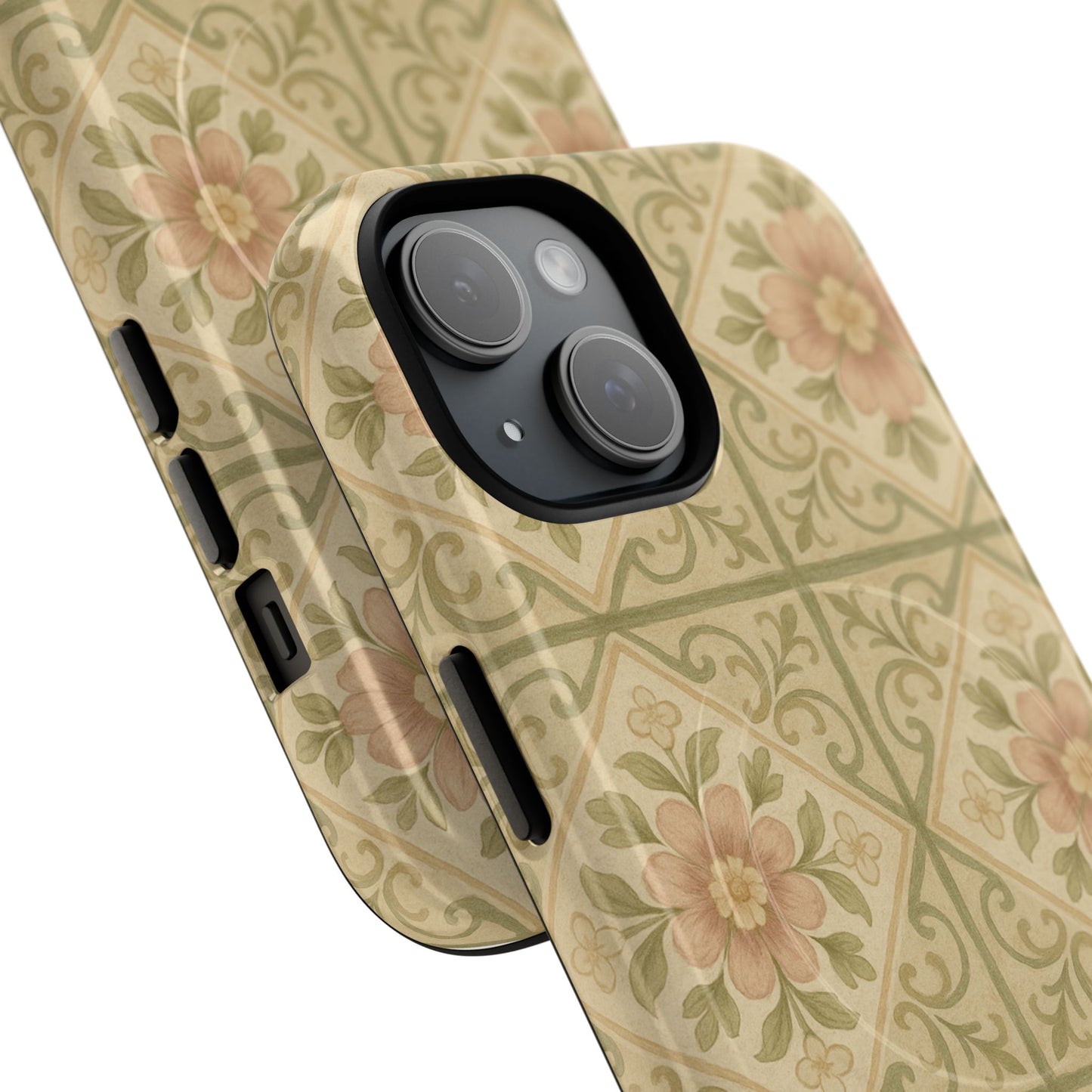 Vintage Rustic Foral Tiles iPhone Case | MagSafe