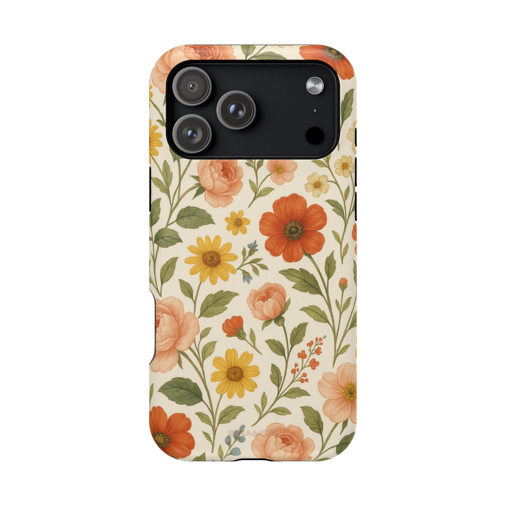 iPhone-Hülle mit floralem Vintage-Gartenmotiv – mit MagSafe