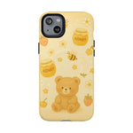 Cute Honey Teddy Bear iPhone Case — Yellow Bee & Honey Pot Design with MagSafe - Shamo's