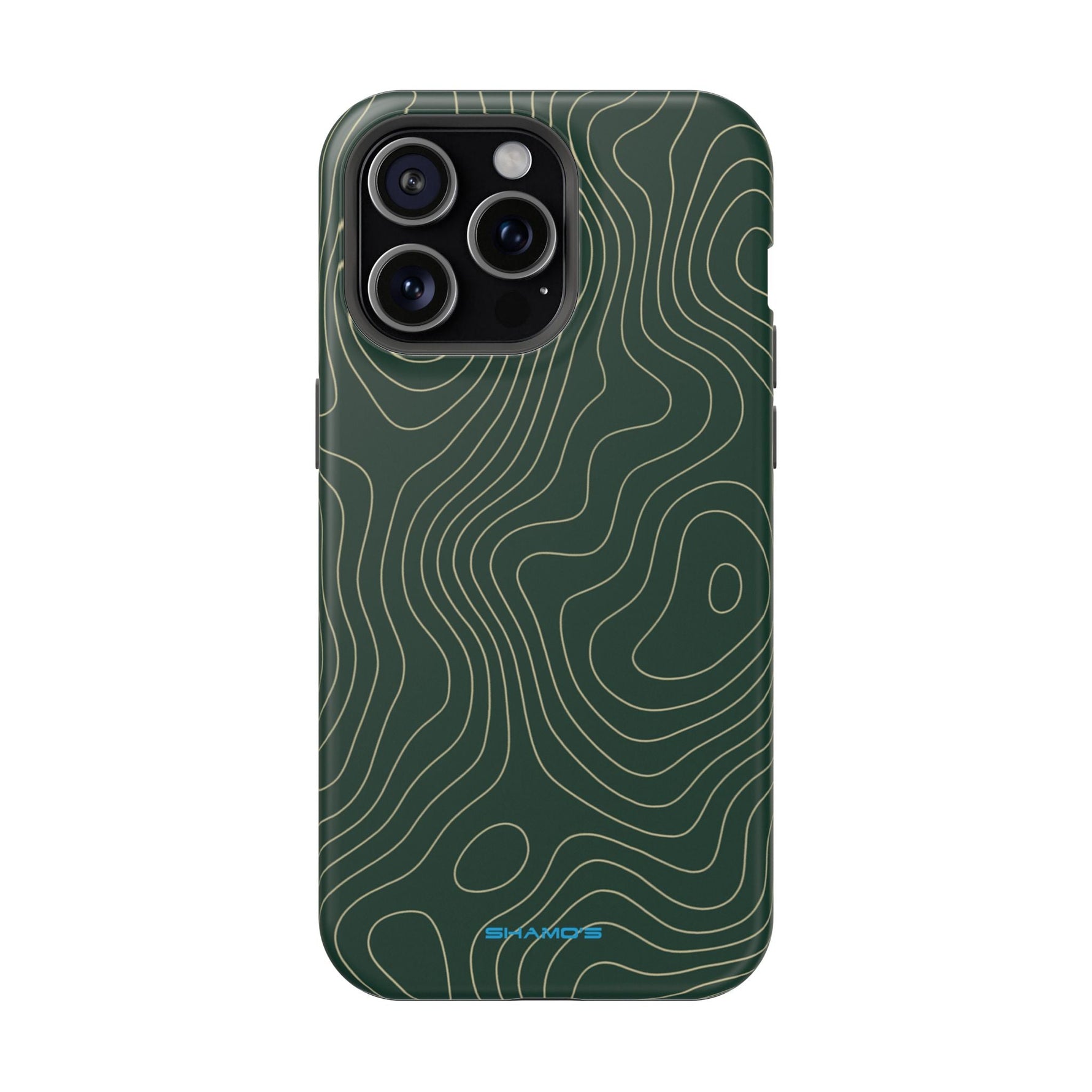 Topographic Green Magnetic Impact-Resistant iPhone Case | MagSafe compatible  Shamo's iPhone 15 Pro Max / Matte