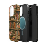Floral Bookshelf iPhone Case — MagSafe Magnetic, Impact-Resistant