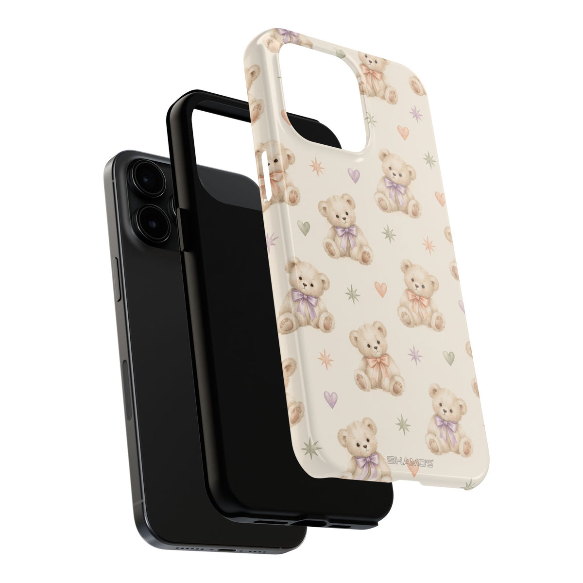 Cute Pastel Bear Impact Phone Case | Heart & Star Kawaii Pattern